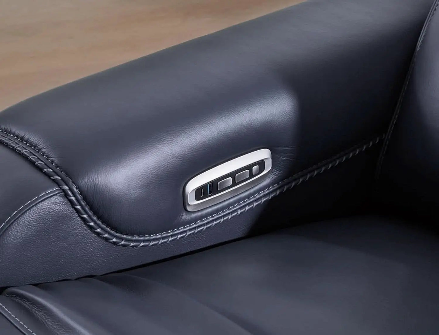 Blue Leather Wall Hugger Power Recliner With Usb Ports from PriceLows™