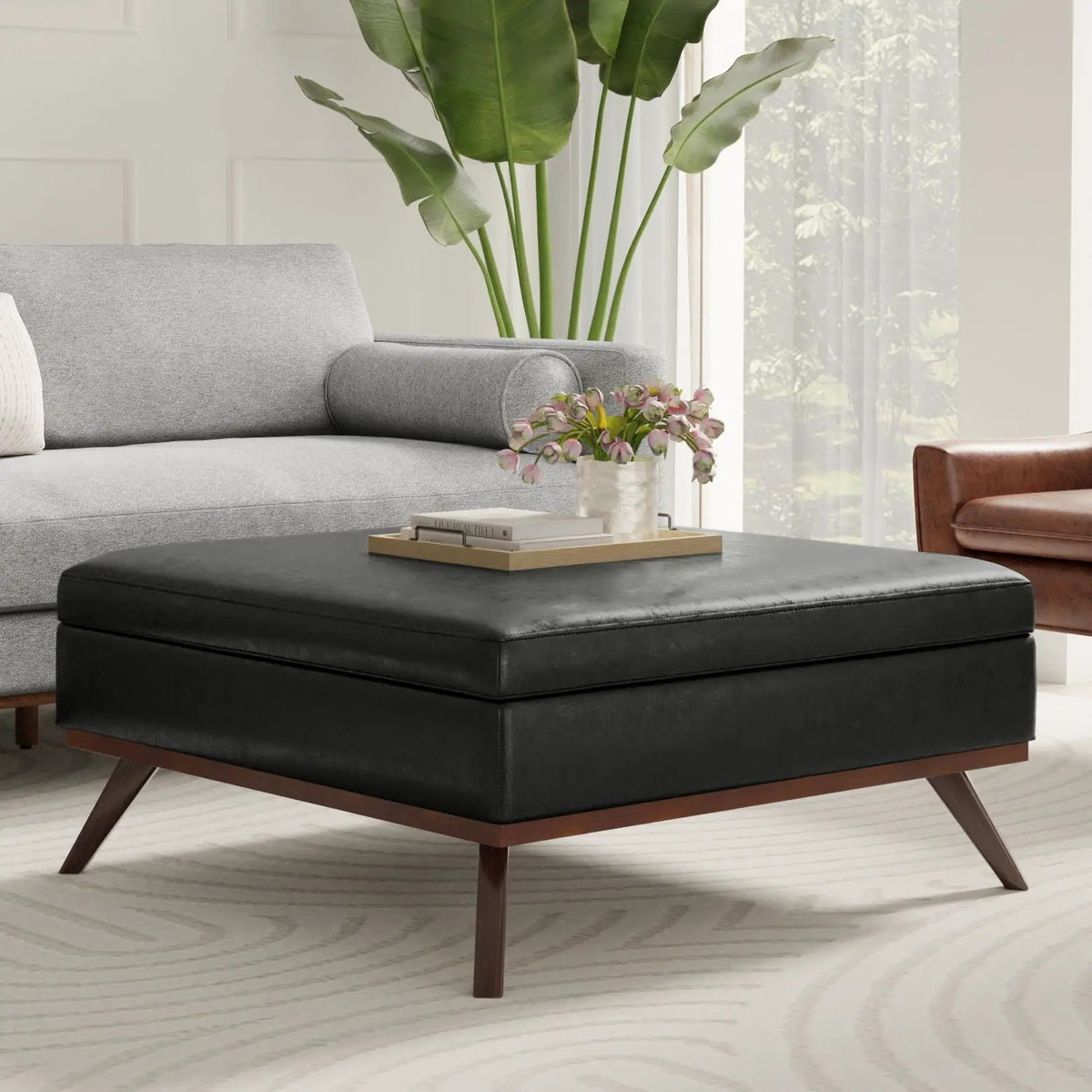 Owen Square Coffee Table Storage Ottoman | Hydraulic Lift-Up Lid | Multifunctional | 35.8 Inch Width