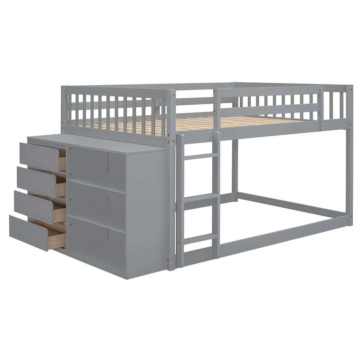 Bunk Bed | Solid Pine Frame | Four Drawers And Three Shelves | Full Size