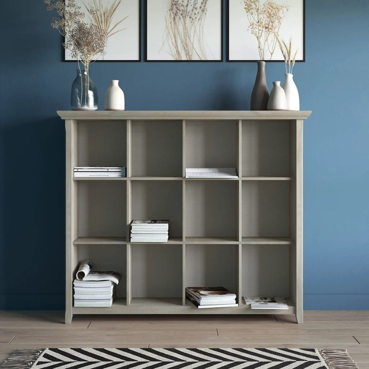Acadian Cube Storage | Handcrafted Solid Wood | Twelve Large Cubbies | 57 Inch Width