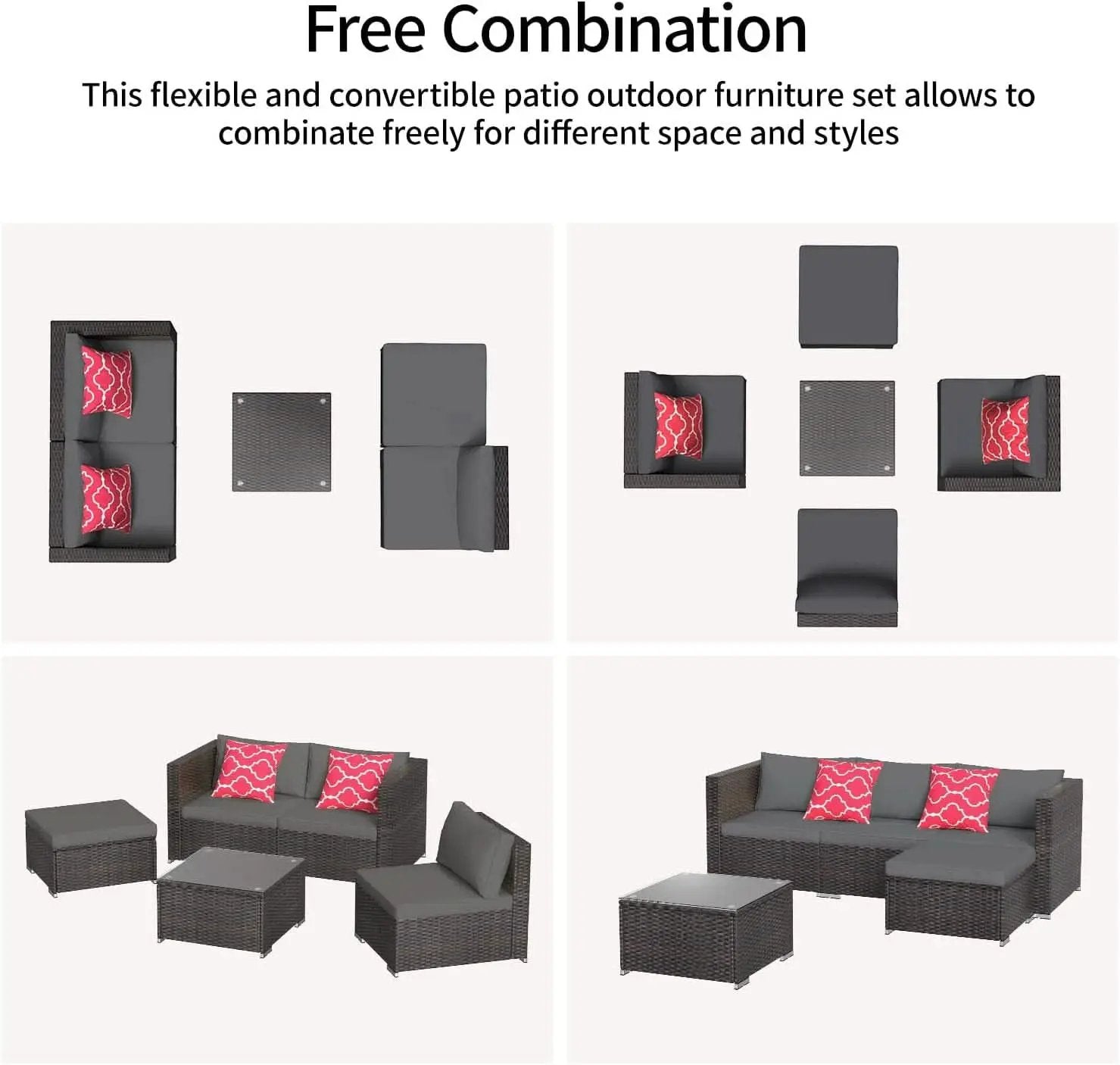 Outdoor Patio Conversation Set All Weather Gray Sectional from PriceLows™