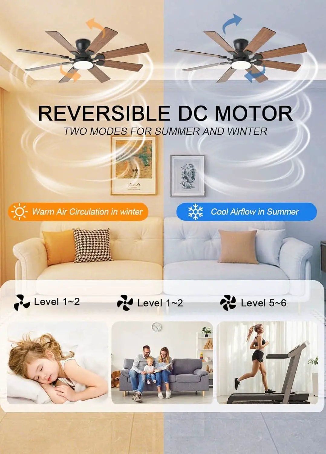 52 Inch Ceiling Fan With Light Remote App Control Brown from PriceLows™