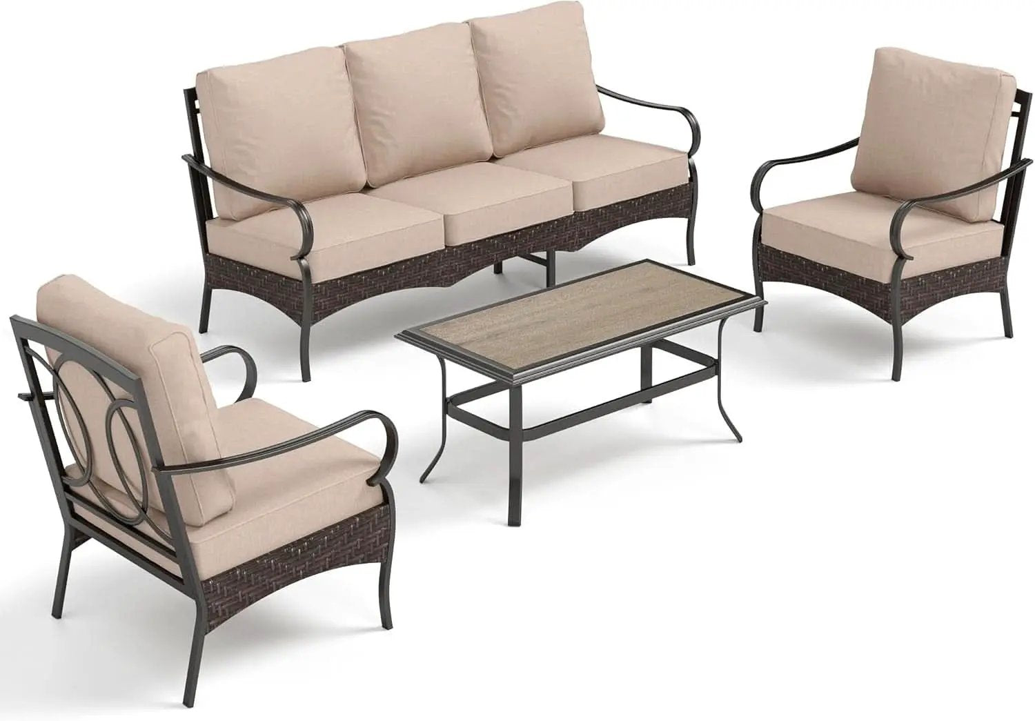 Outdoor Patio Conversation Set Wicker Waterproof Cushions from PriceLows™