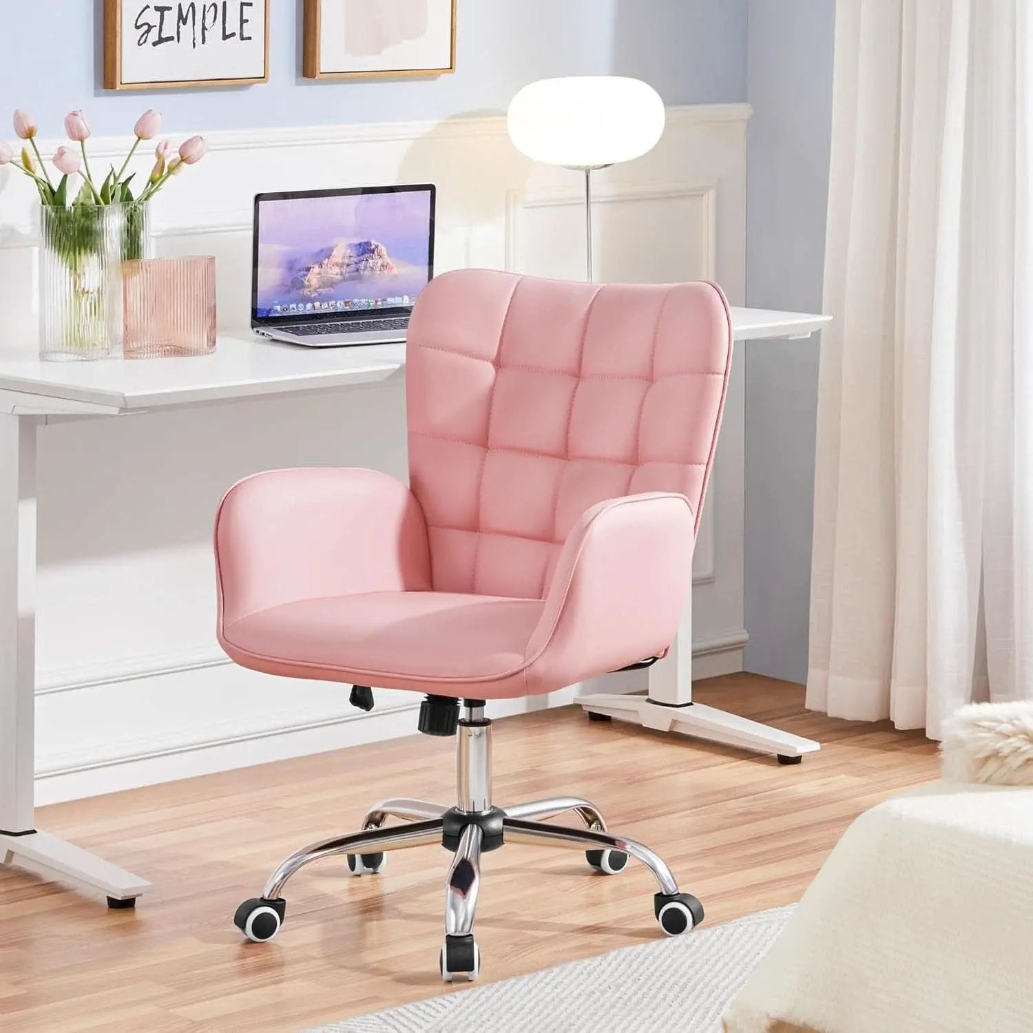 Pink Ergonomic Office Chair With Adjustable Height from PriceLows™