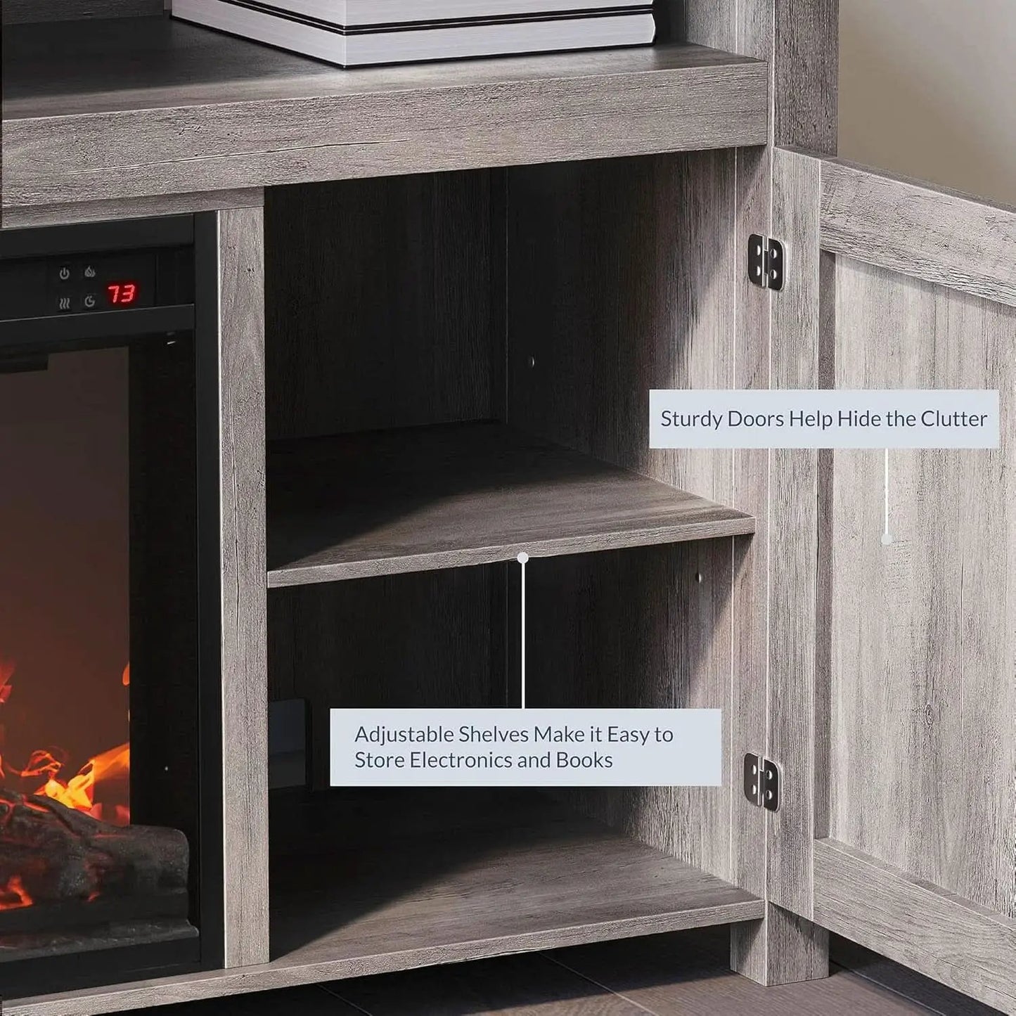 48 Inch Grey Wash TV Stand With Electric Fireplace from PriceLows™