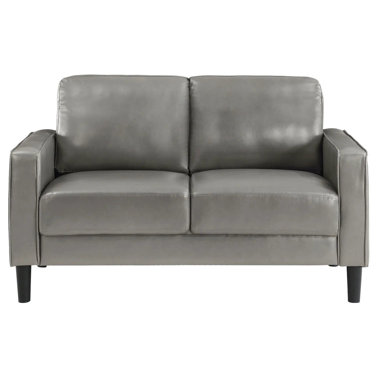 Ruth Upholstered Track Arm Loveseat | 54.25 x 31.5 x 33.5 in | Faux Leather | Grey