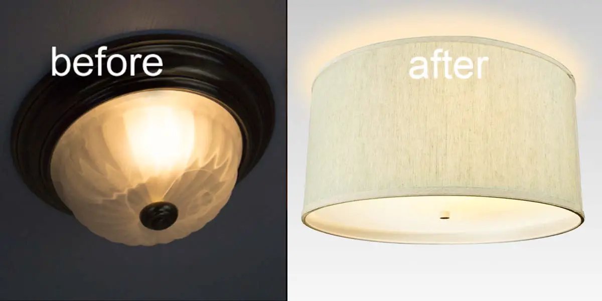 Flush Mount Conversion Kit | 18 Inch Shallow Drum | Textured Oatmeal | Modern