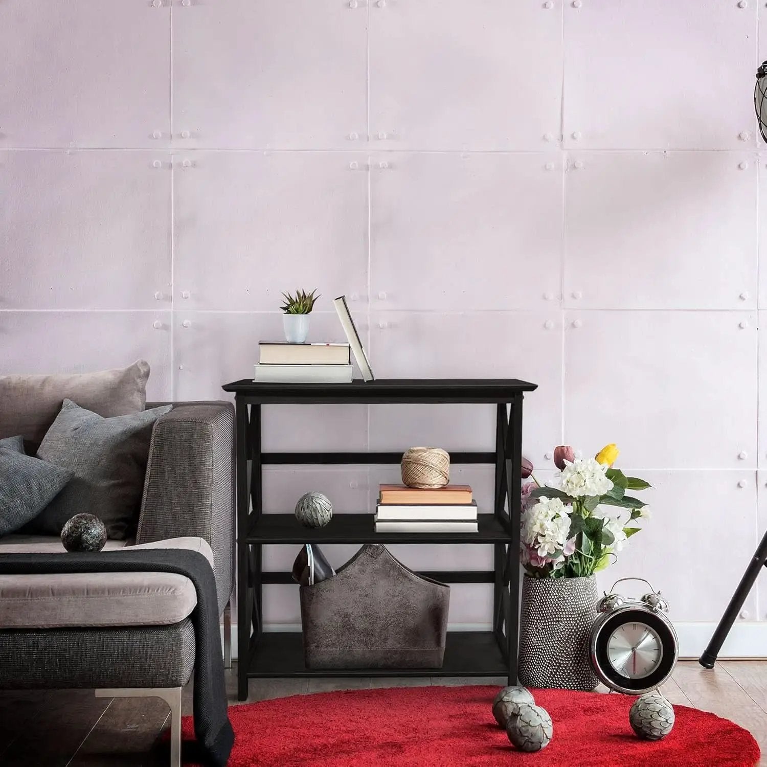 Three Shelf Solid Wood Bookcase For Living Room Storage from PriceLows™