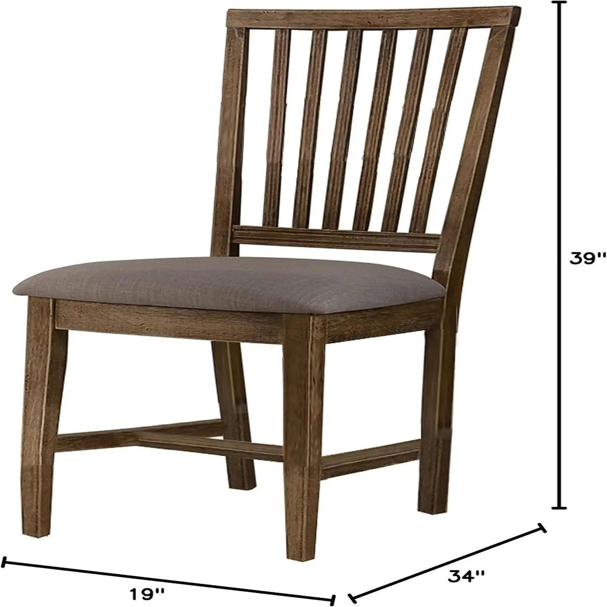 Kitchen Side Chair | Open Slat Back | Linen Blend Seat | Set Of 2