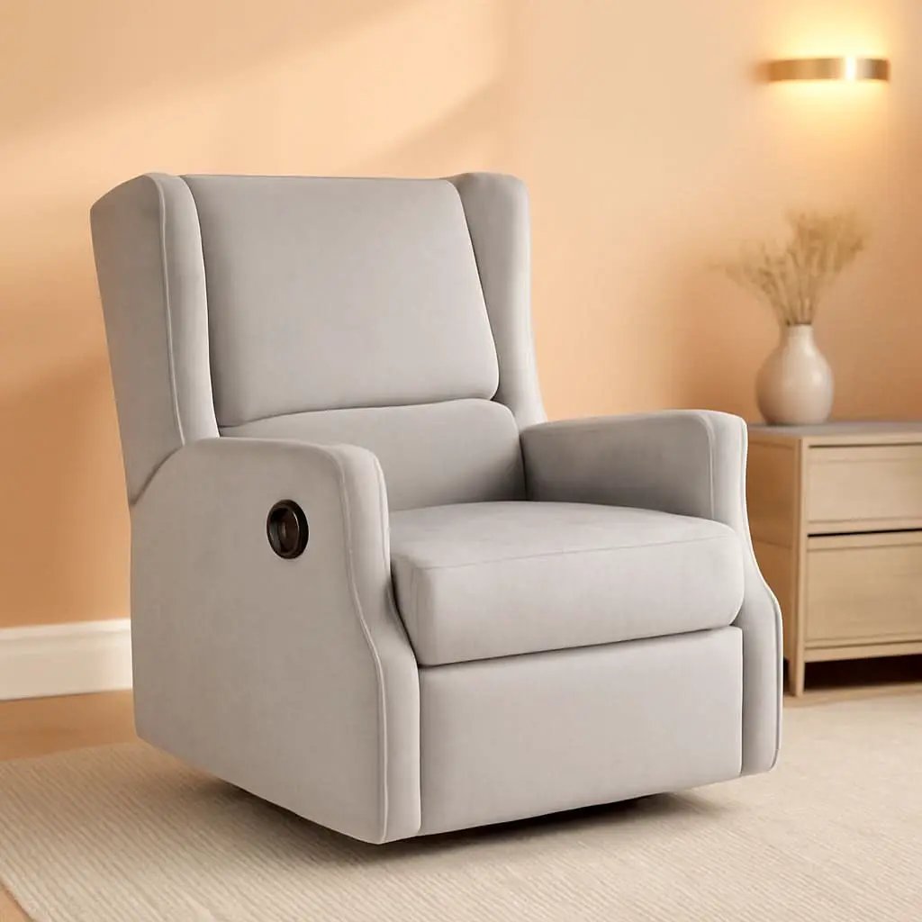Omma Swivel Glider Rocking Recliner 360 Degree Swivel Light Gray from PriceLows™