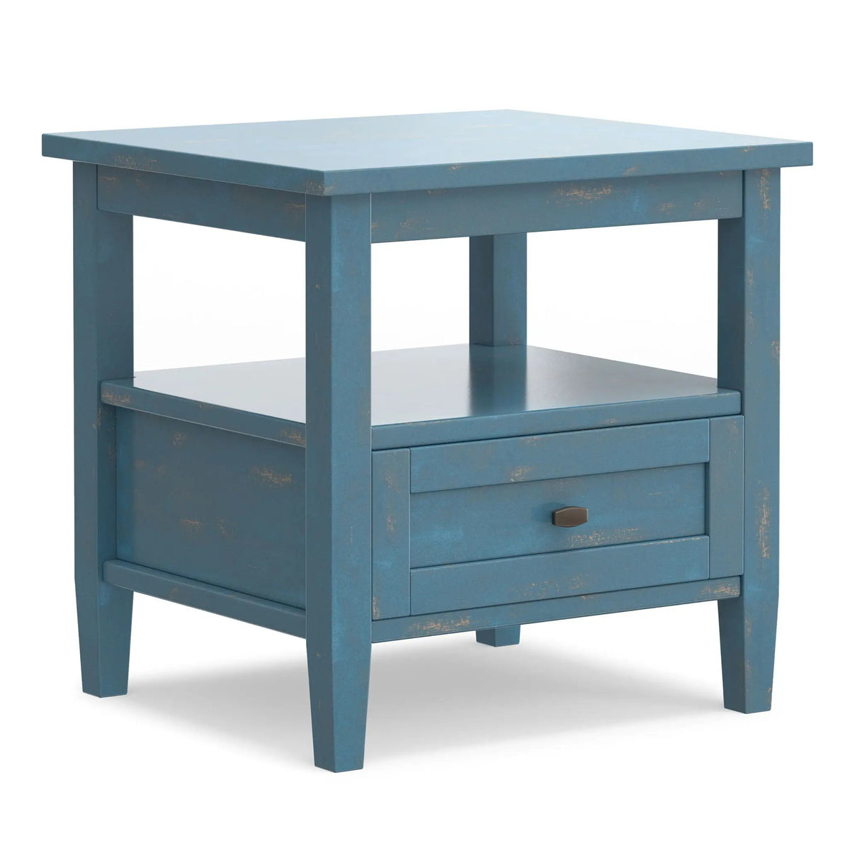 Warm Shaker Solid Wood Table | Bottom Drawer | Open Shelf Storage