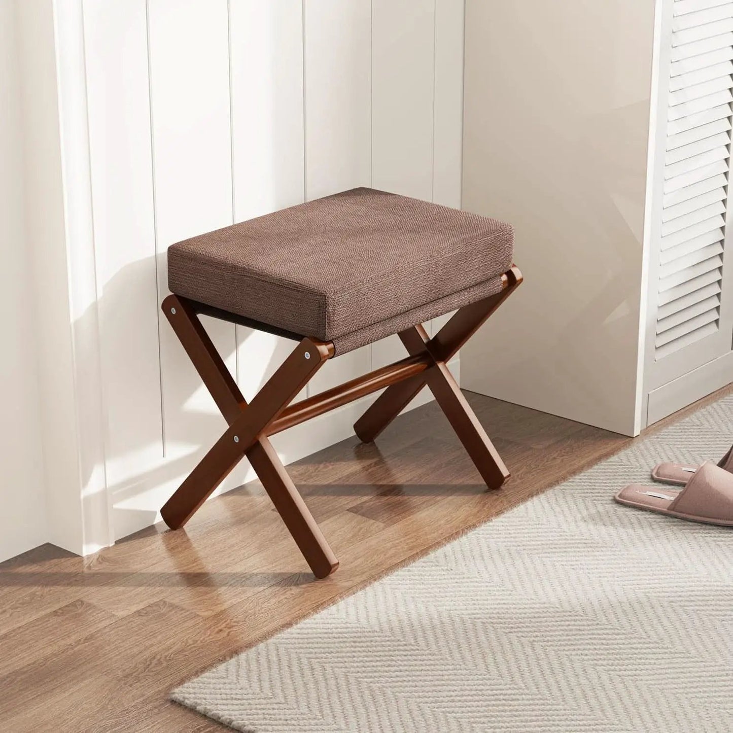 Espresso Brown Foldable Bamboo Footstool Dense Foam from PriceLows™