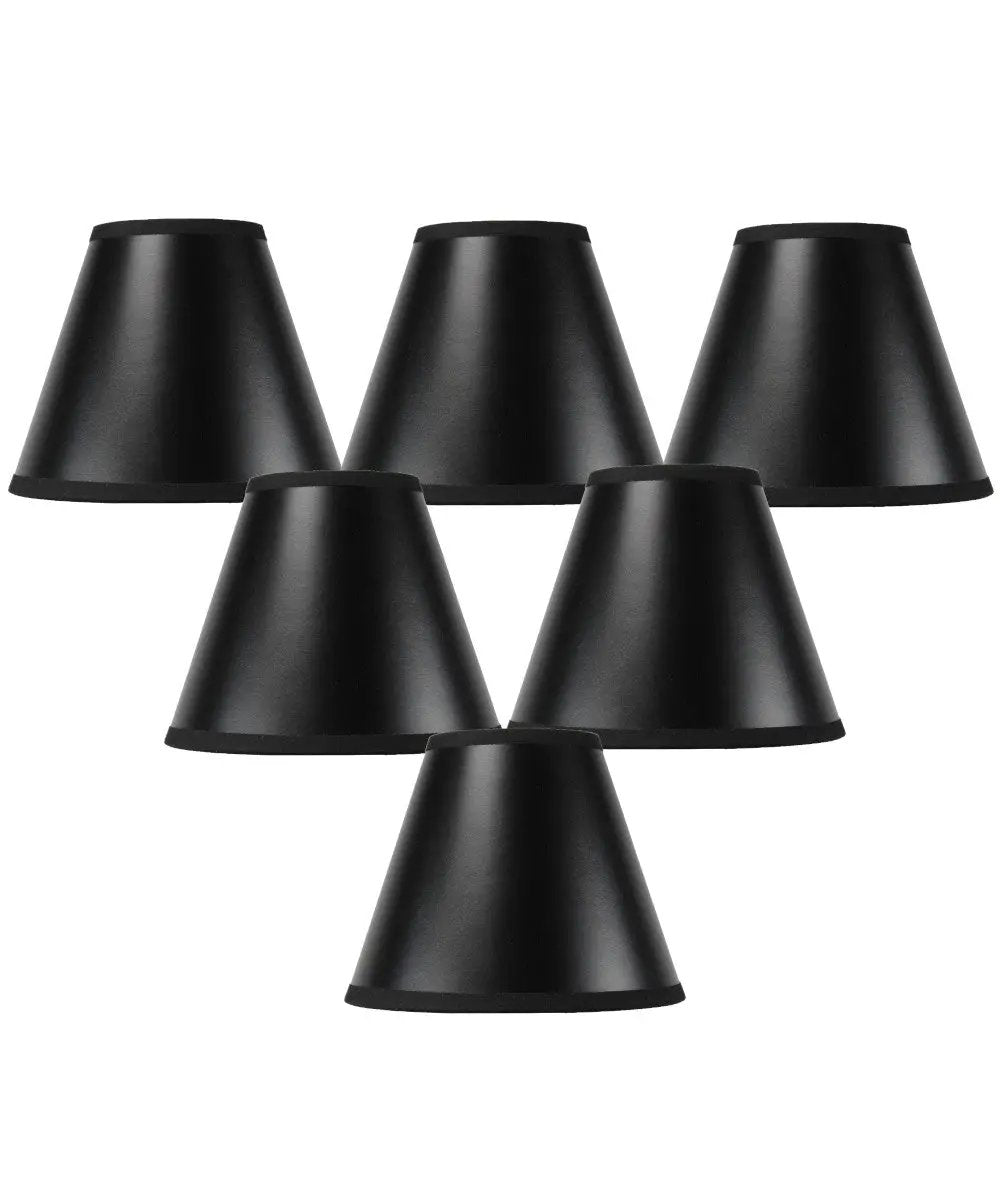 Lamp Shades | Set Of 6 | 6W X 5H | Black Parchment Gold Candle Clip
