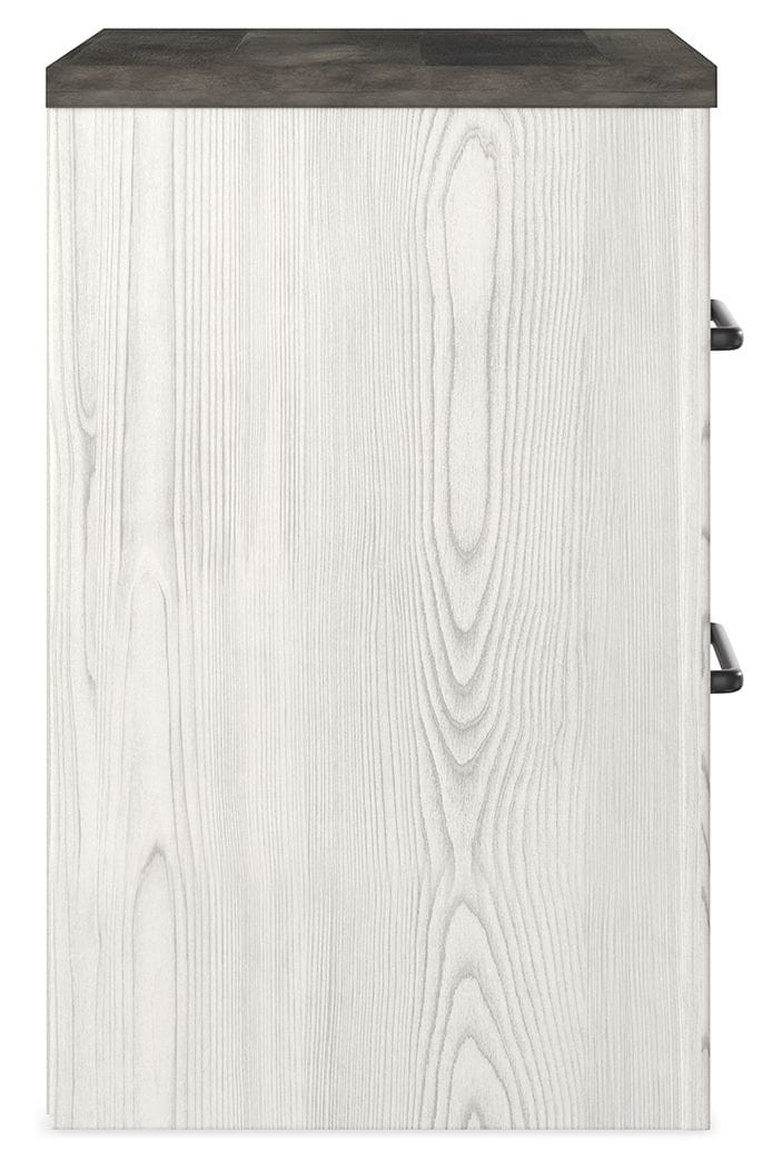 Gerridan Two Drawer Night Stand Accent Nightstand | 21.69 x 15.59 x 24.72 in | Engineered Wood & Linen | White / Gray