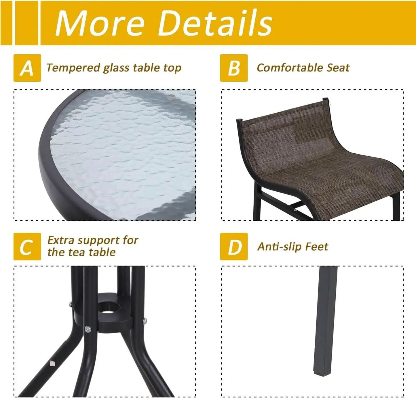 3 Piece Bar Height Outdoor Bistro Set For 2 With Tan Chairs For Outdoor Patio Use from PriceLows™
