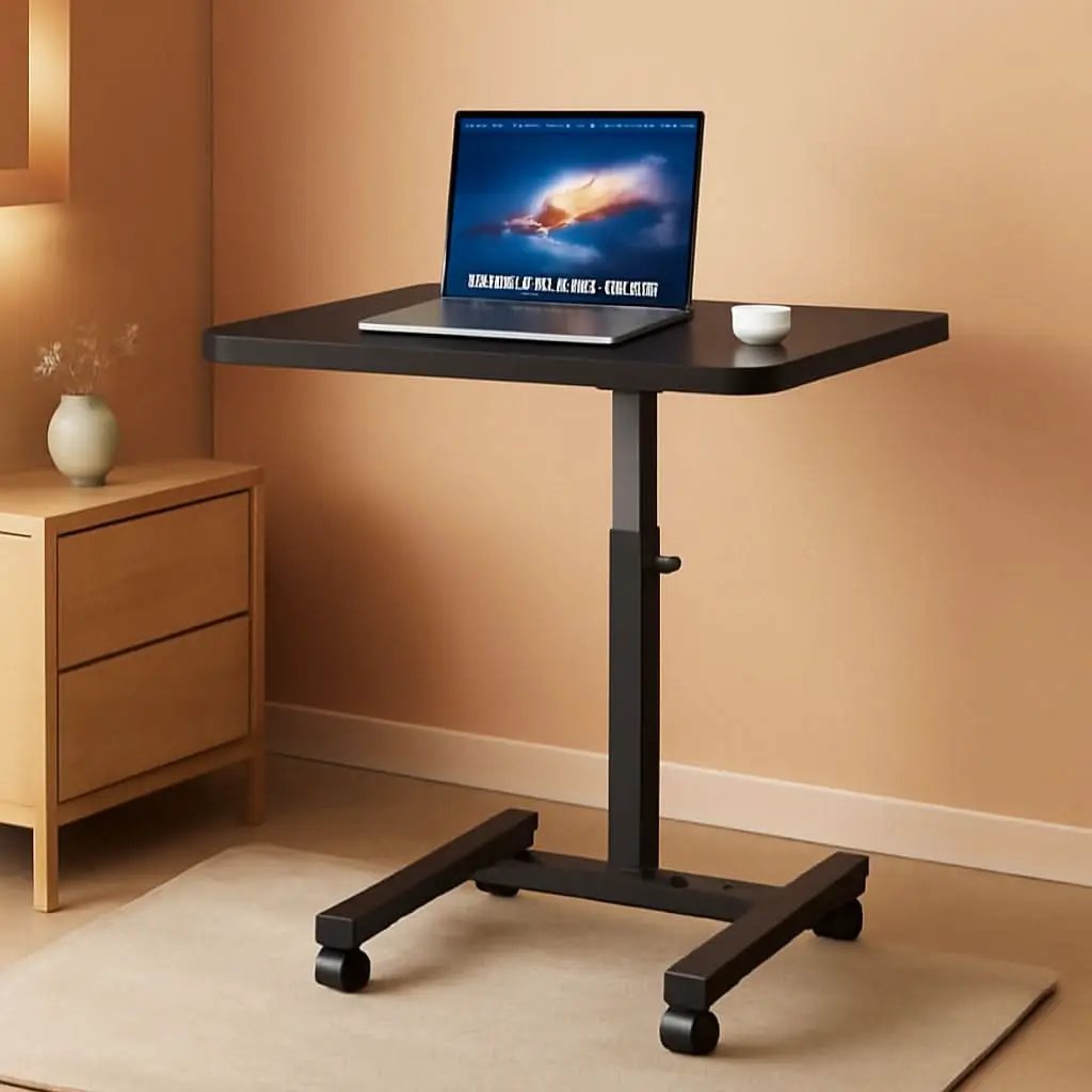 Height Adjustable Mobile Laptop Cart 28 To 33 Inches Black from PriceLows™
