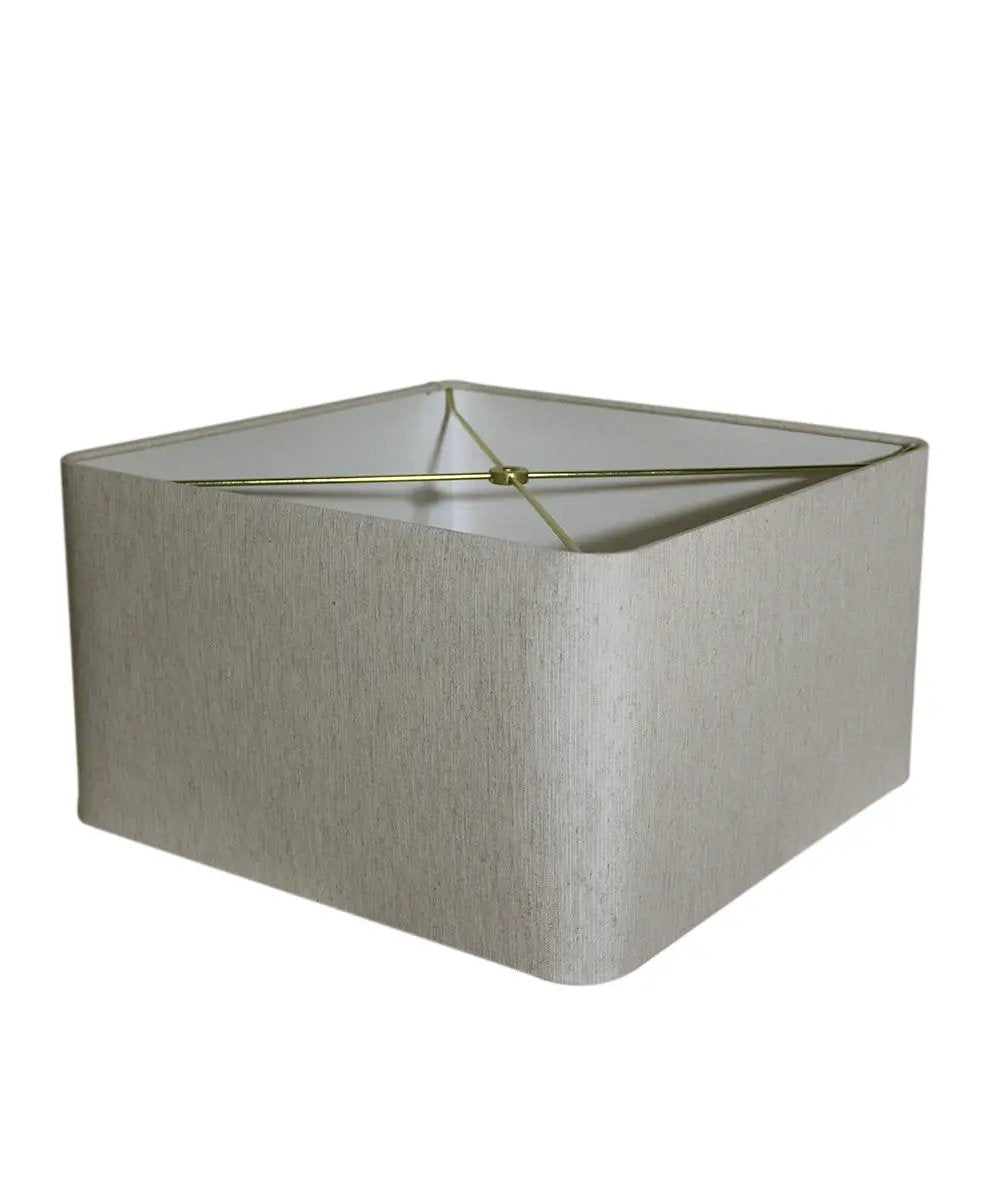 Shallow Square Drum Lampshade | Rounded Corners | 12X12X8 Inches | Oatmeal