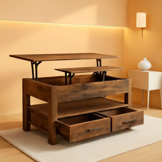 Rustic Brown Lift Top Coffee Table With Hidden Storage from PriceLows™