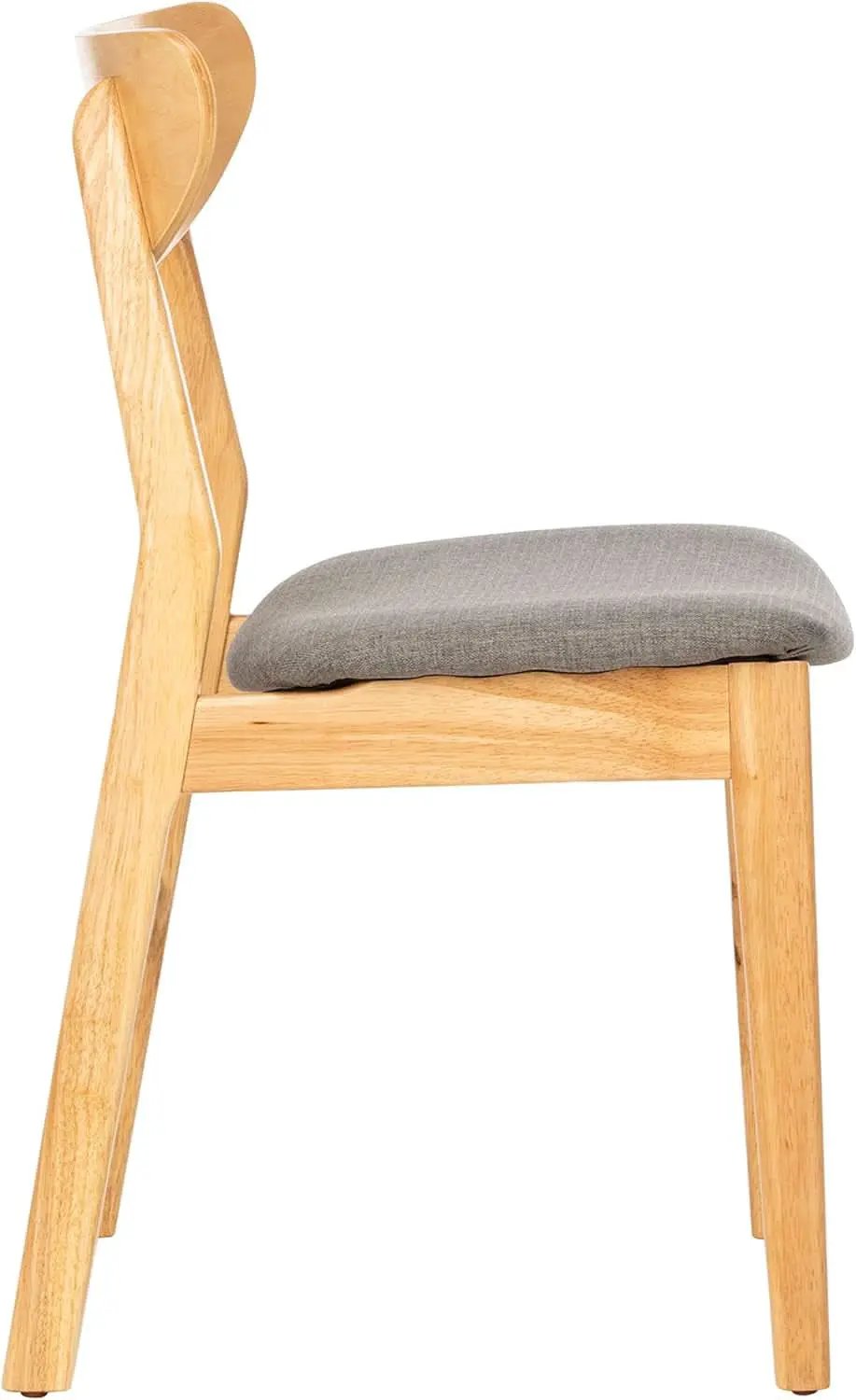 Dining Chair Set Of 2 With Grey Cushions And Natural Wood from PriceLows™