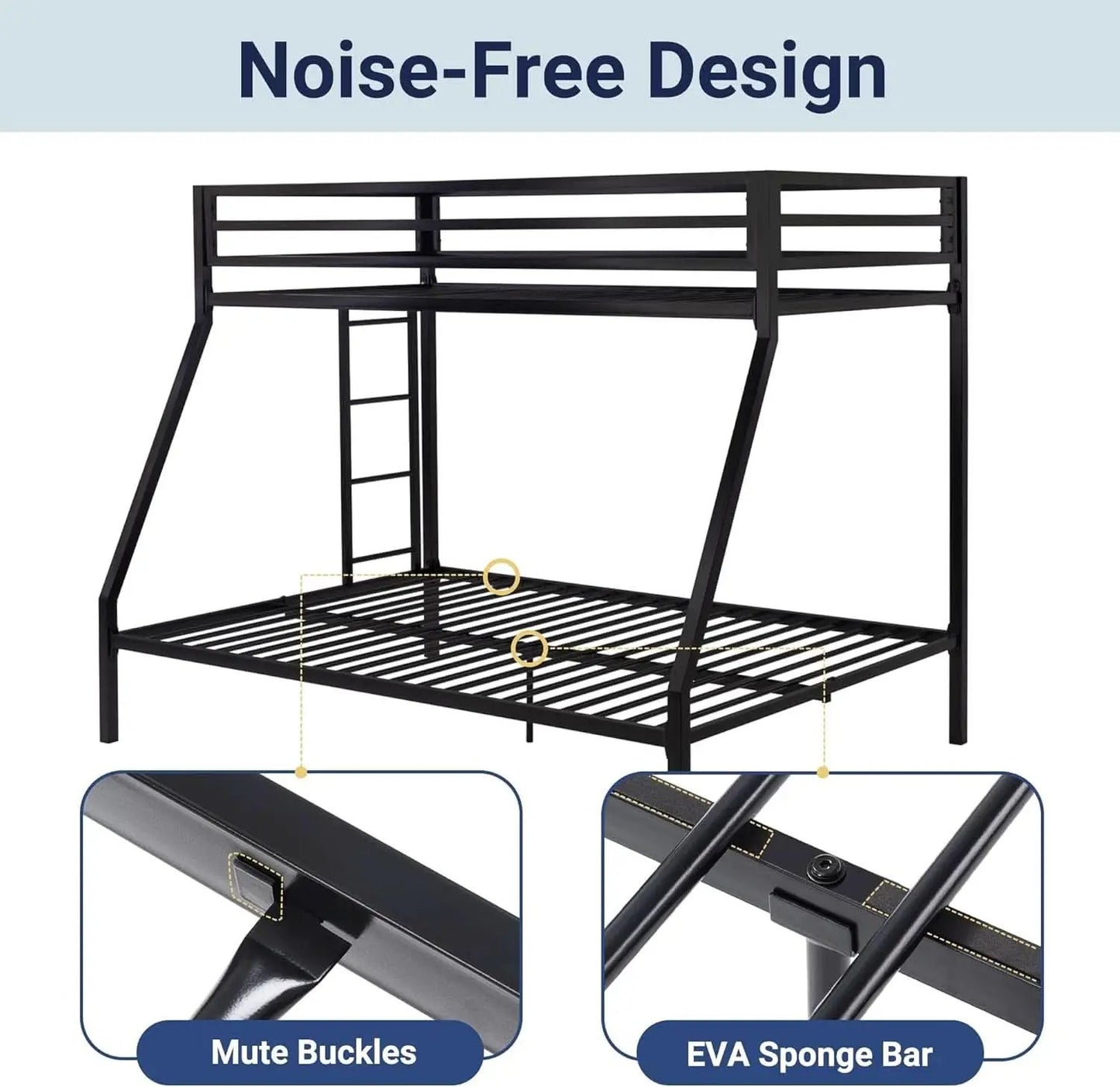 Metal Bunk Bed Twin Over Full Size With Guardrails from PriceLows™