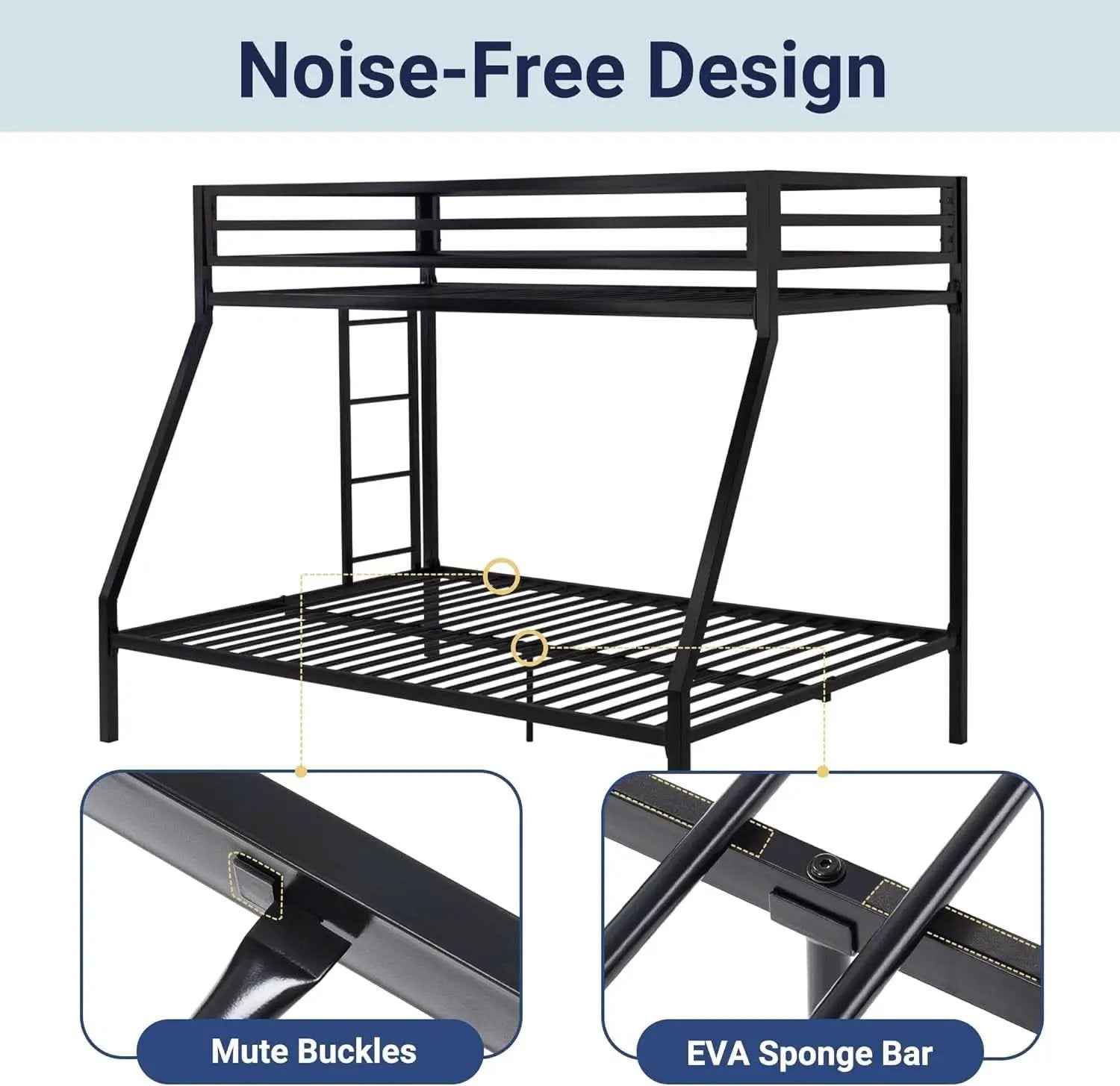 Metal Bunk Bed Twin Over Full Size With Guardrails from PriceLows™