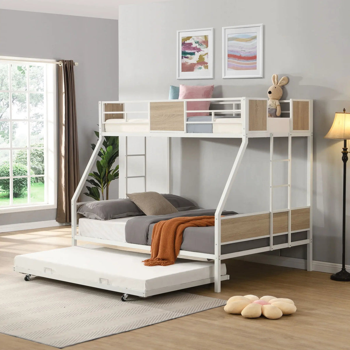 Modern Metal Bunk Bed | Dual Side Ladder | Steel Construction