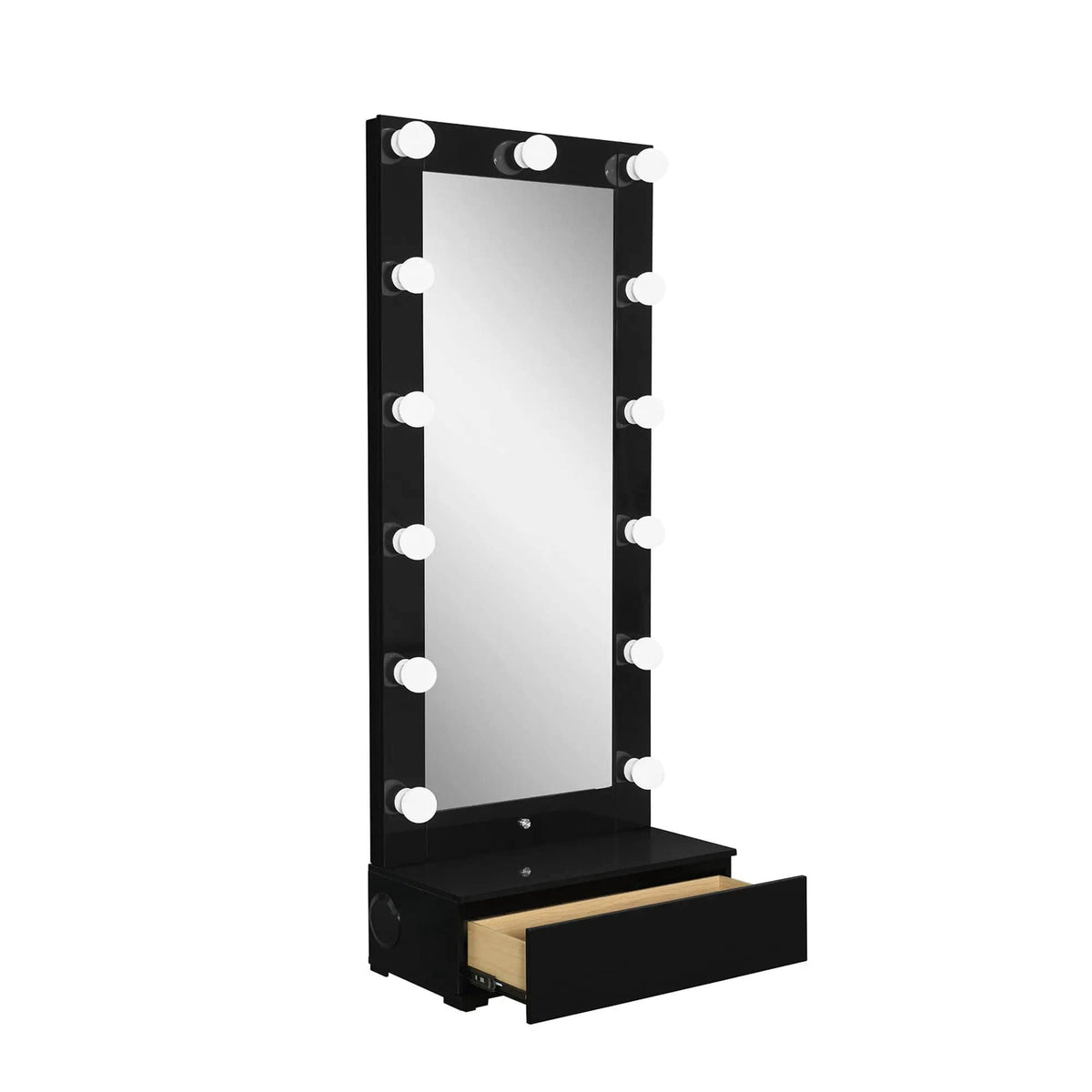 Elisa Narrow Tall Mirror With Speaker And Drawer | 30.08 x 14.96 x 74.41 in | Wood | Home