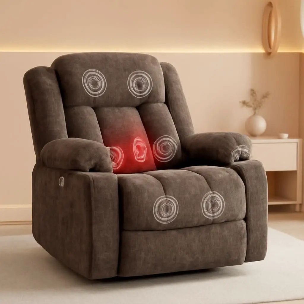 Brown Power Recliner With Massage And Heat Power Lift from PriceLows™