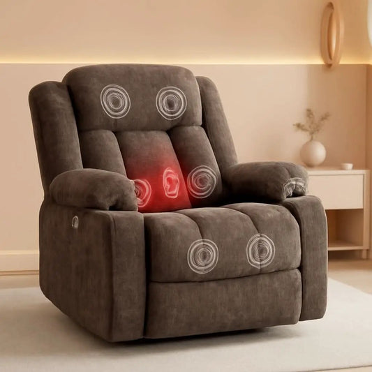 Brown Power Recliner With Massage And Heat Power Lift from PriceLows™