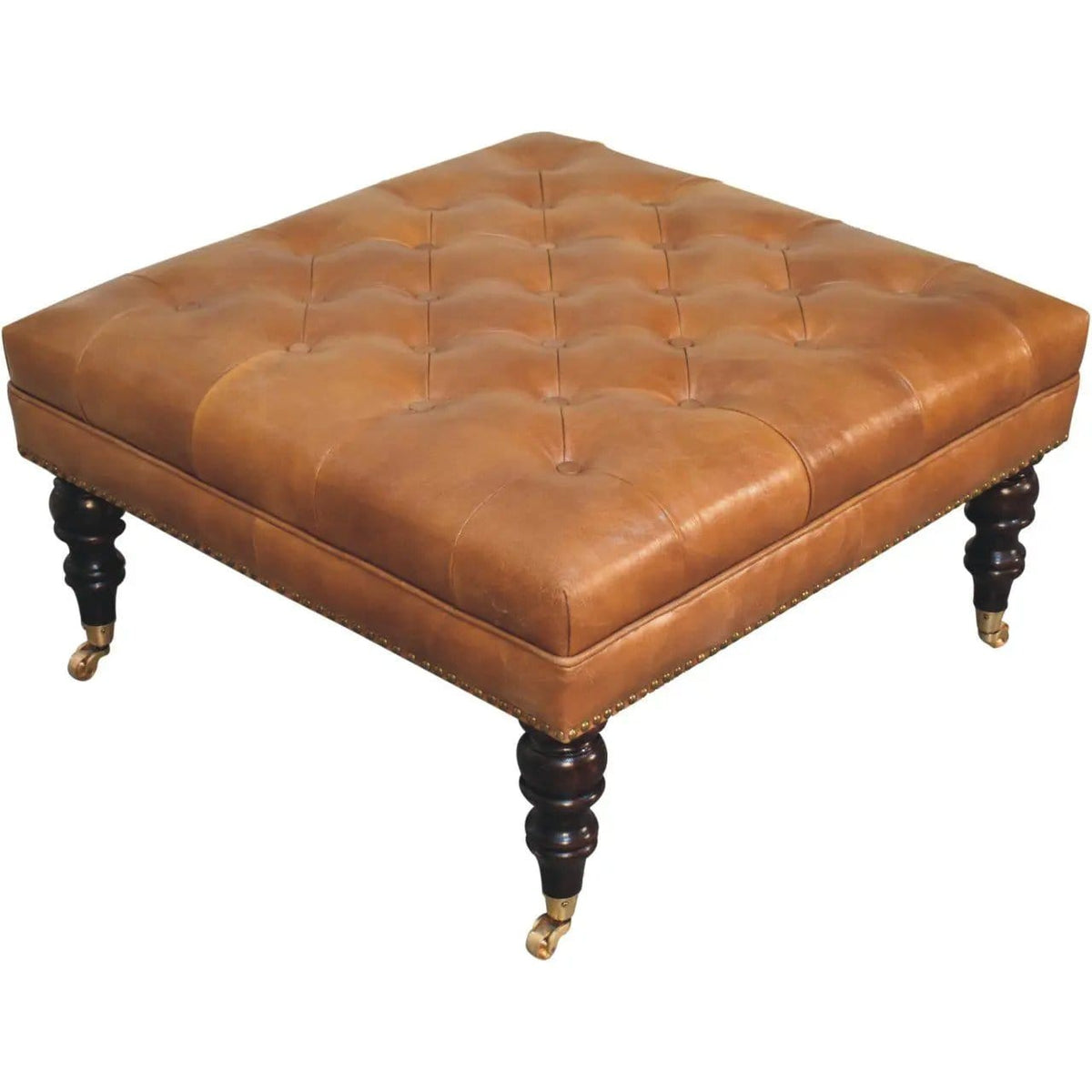 Buffalo Ottoman With Castor Legs | 7 Pieces | Mango Wood | Living Room