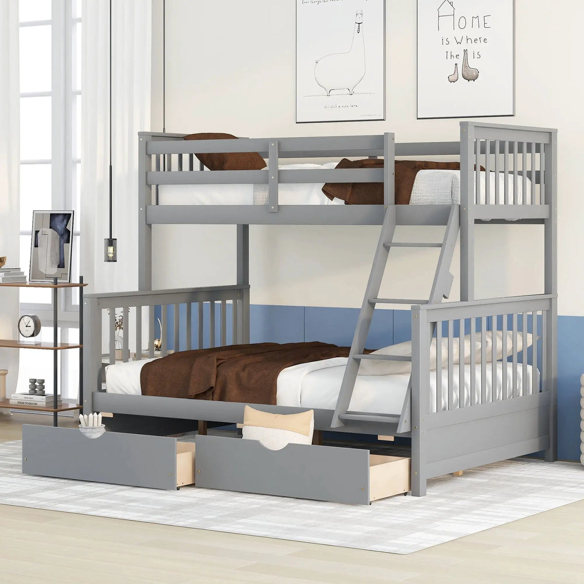 Bunk Bed With Ladders | 2 Storage Drawers | Space-Saving Design | Sleepover Ready