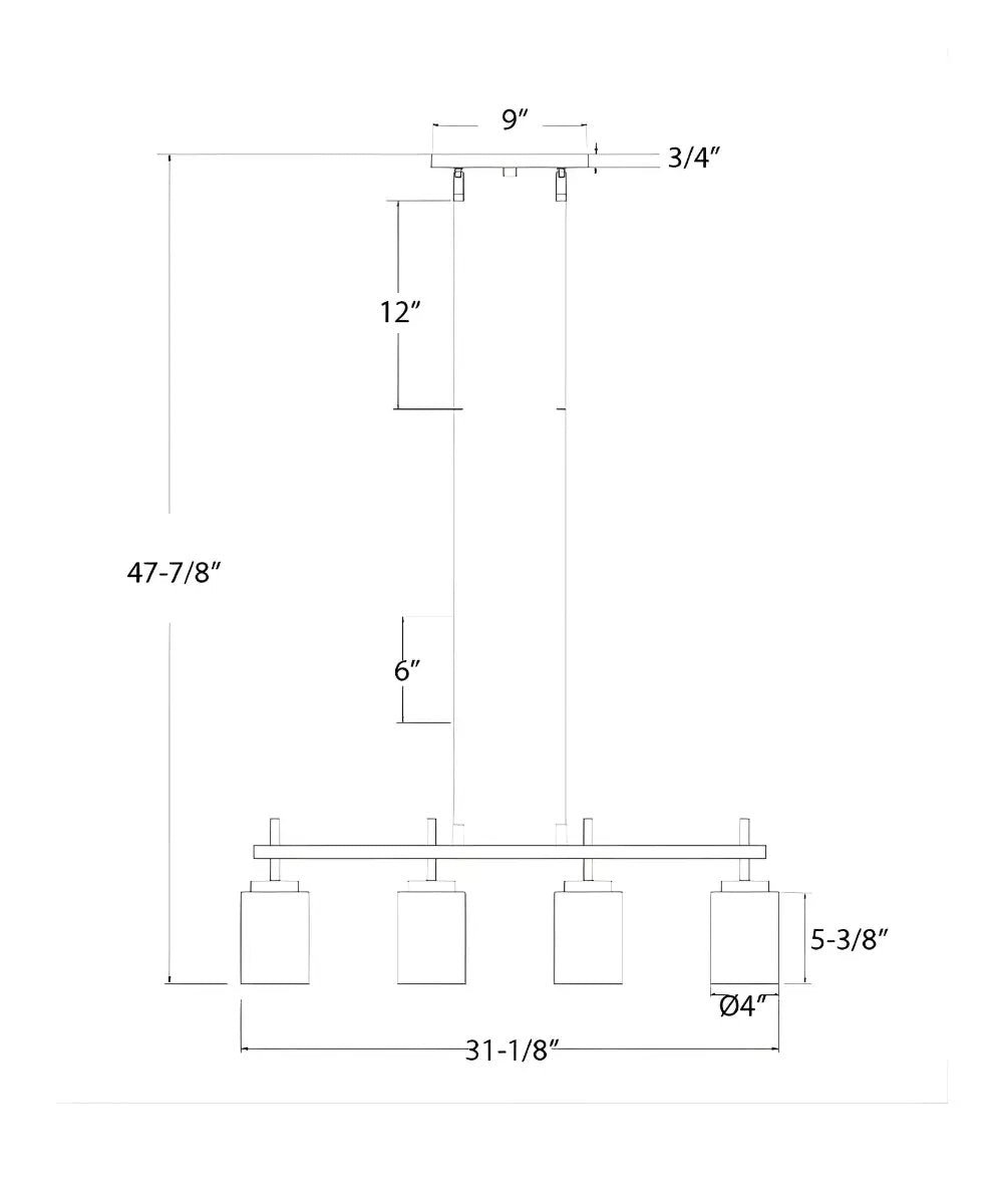 Kitchen Island Light | Four Light | Brushed Nickel | 32 Inches