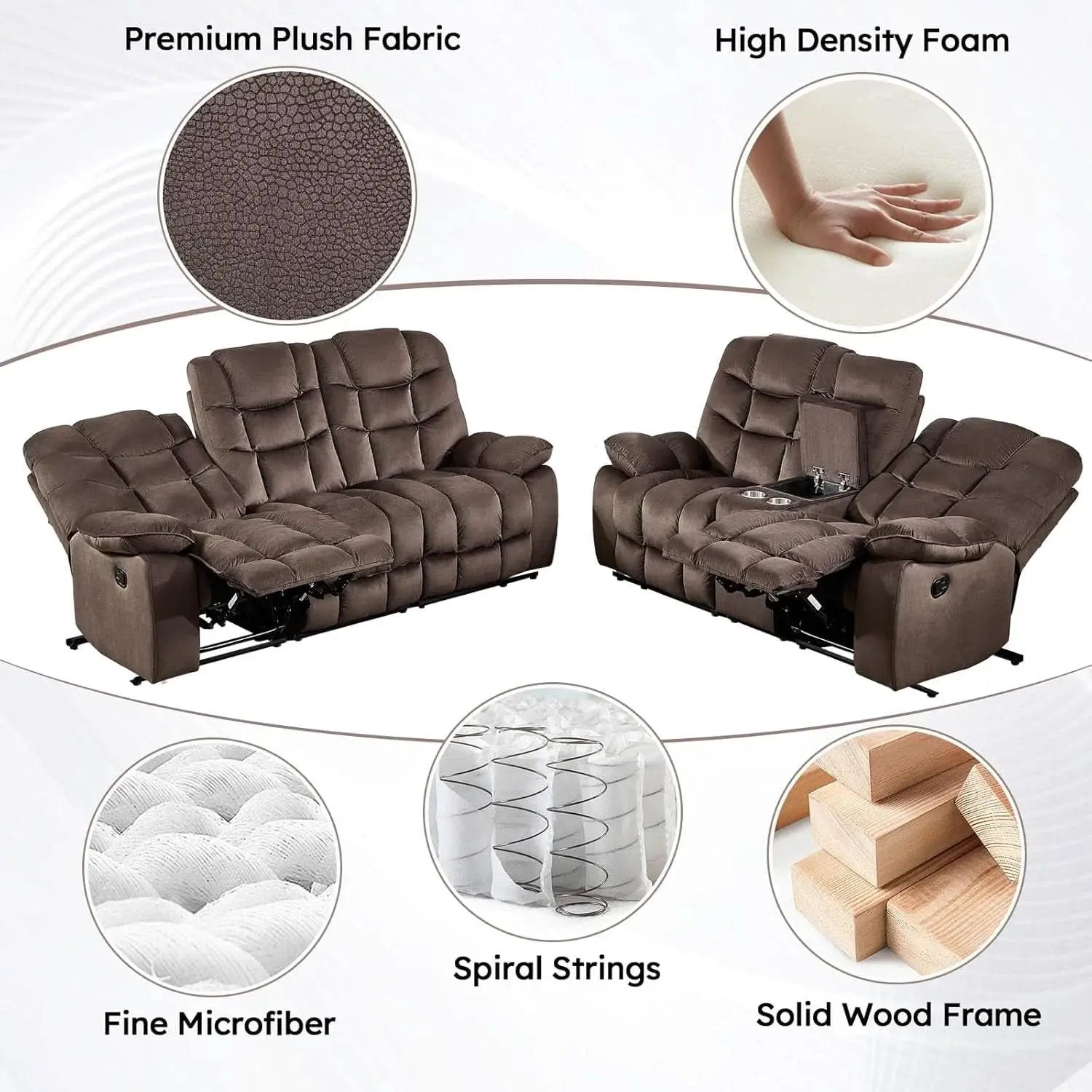 Brown 2 Piece Power Recliner Set With Massage And Heat from PriceLows™