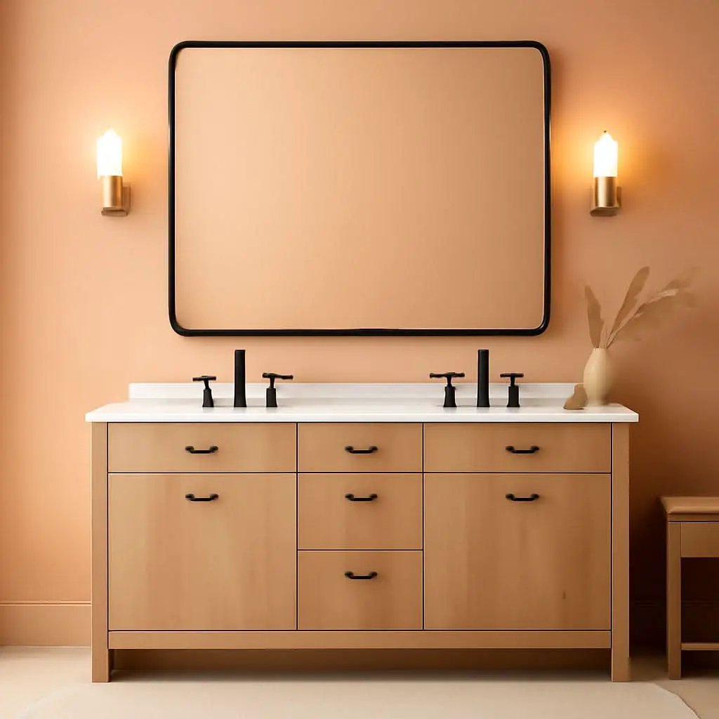Black 30x40 Inch Rectangle Metal Frame Bathroom Vanity Mirror Wall Mounted from PriceLows™