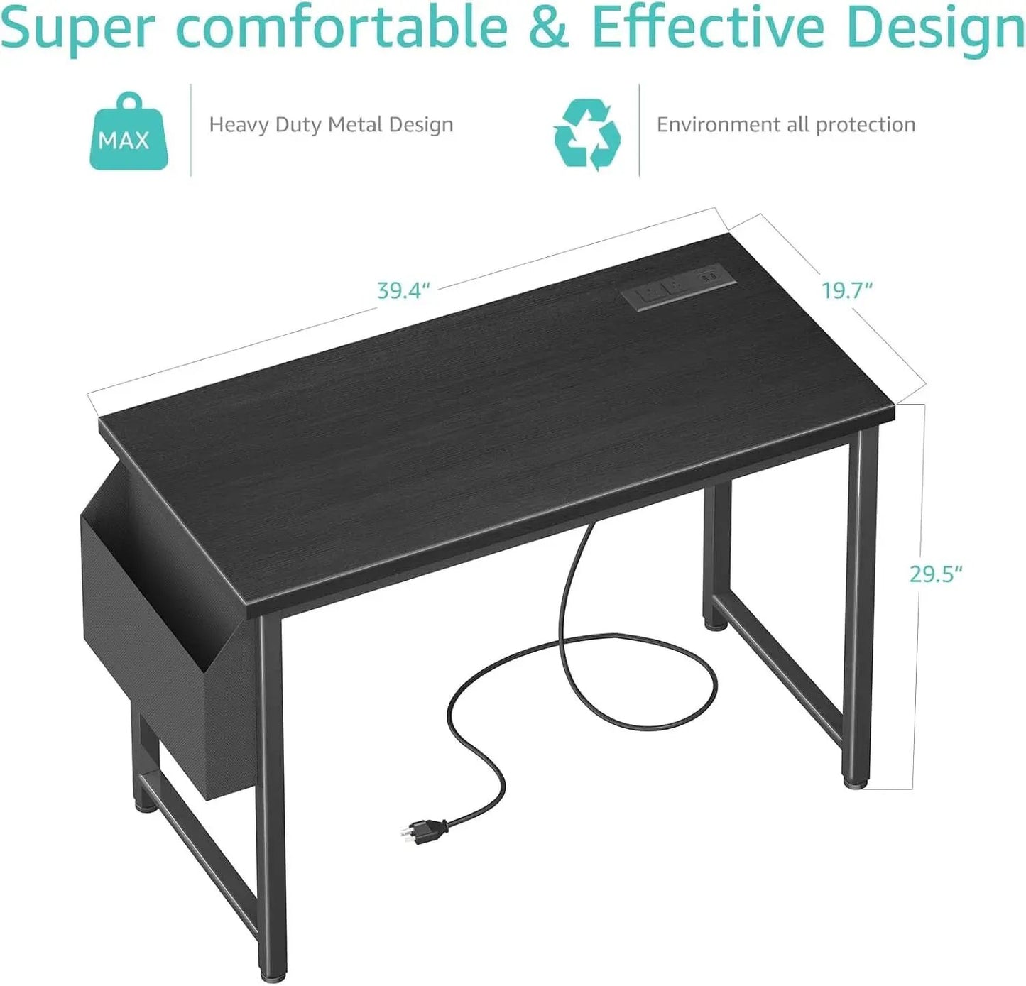 39 Inch Computer Desk With Built In Power Outlet And USB Charging Ports from PriceLows™