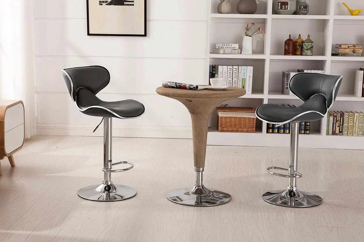 Masaccio Grey Leatherette Airlift Swivel Barstool Set of 2 from PriceLows™