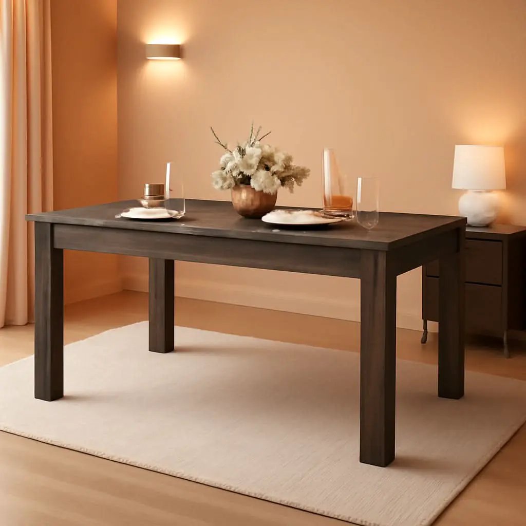Grey 63 Inch Dining Table Farmhouse Kitchen Center Table from PriceLows™