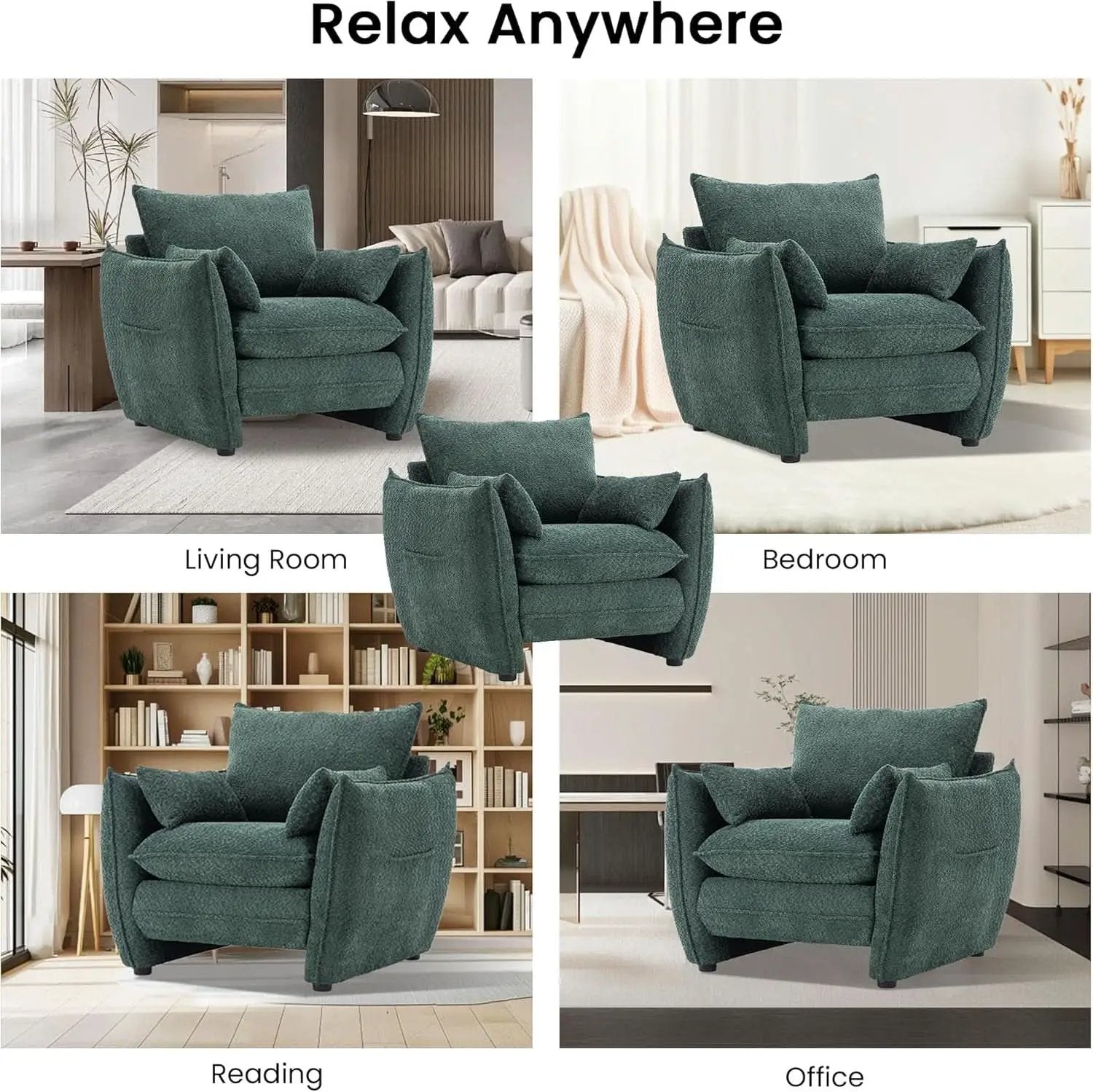 Green Oversized Luxurious Accent Chair Living Room from PriceLows™