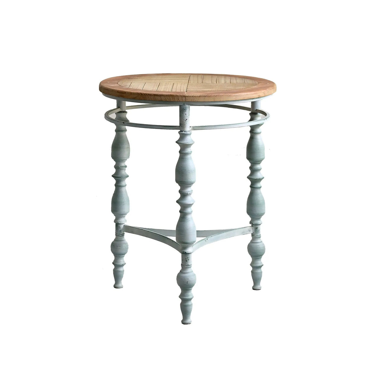 Round Carved Top Coffee Table | 31.5 Inch Diameter | Detachable Metal Legs | Easy Assembly