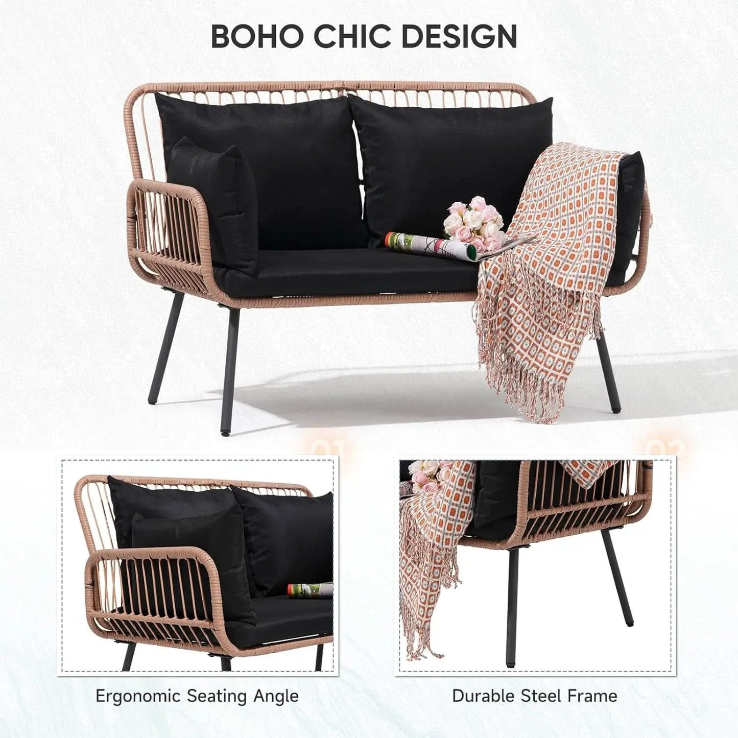 Stylish Four Piece Outdoor Wicker Patio Furniture Set from PriceLows™