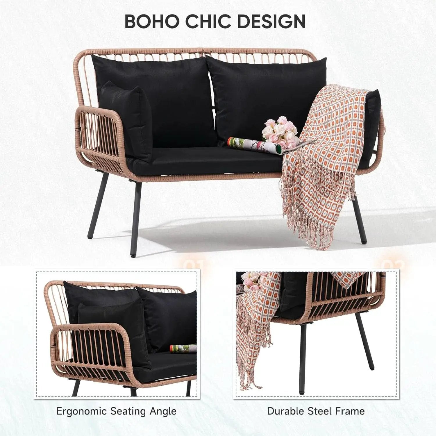 Stylish Four Piece Outdoor Wicker Patio Furniture Set from PriceLows™