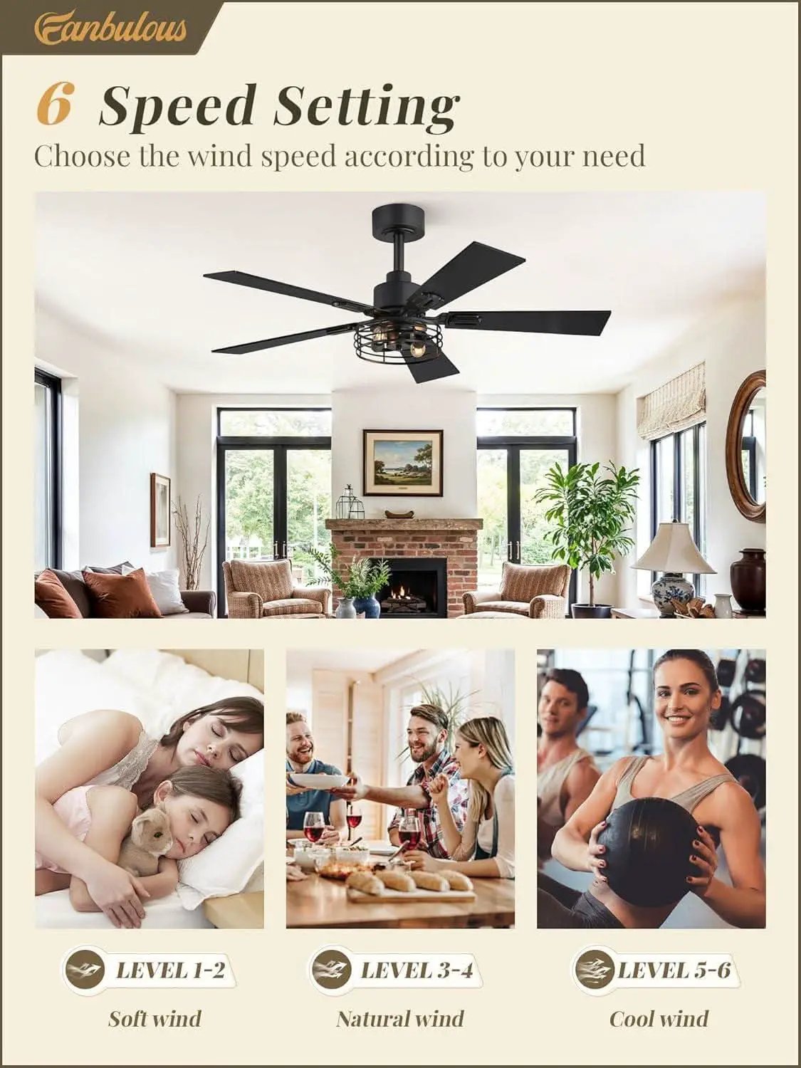 42 Inch Farmhouse Ceiling Fan With Lights Black Cage 2 Pack from PriceLows™