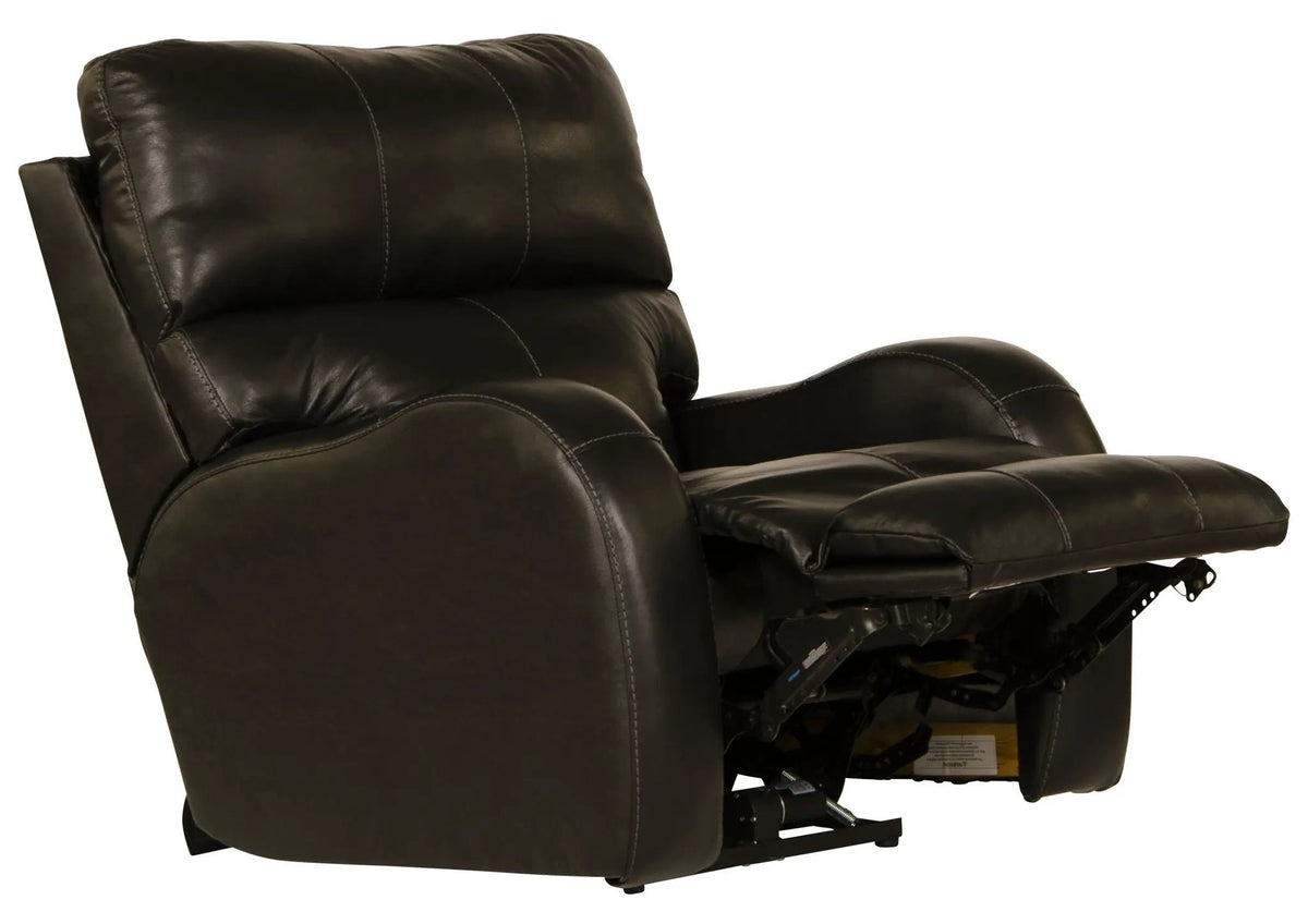 Leather Power Recliner | Lay Flat | Power Headrest | Gunmetal Black