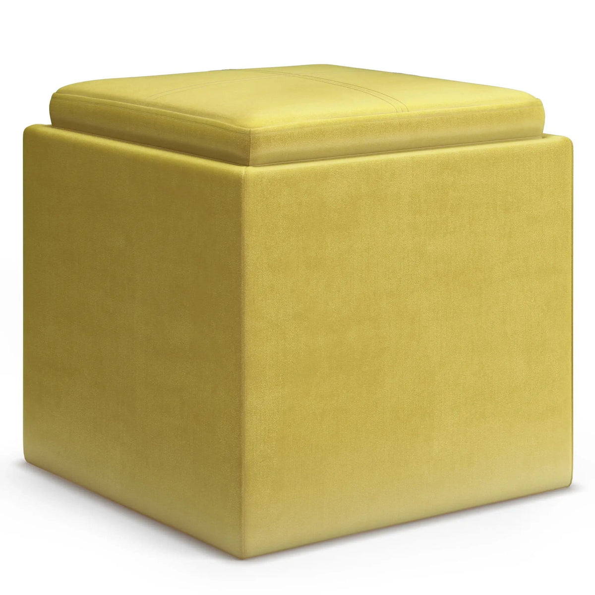Rockwood Upholstered Cube Ottoman | Flip Over Serving Tray | Large Interior Storage | 16.9 Inch Cube