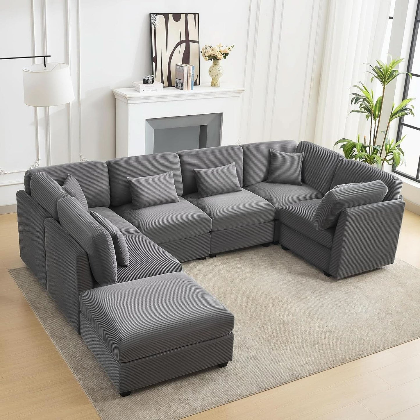 125Inch Oversized Corduroy Cloud Sleeper Grey Sofa from PriceLows™