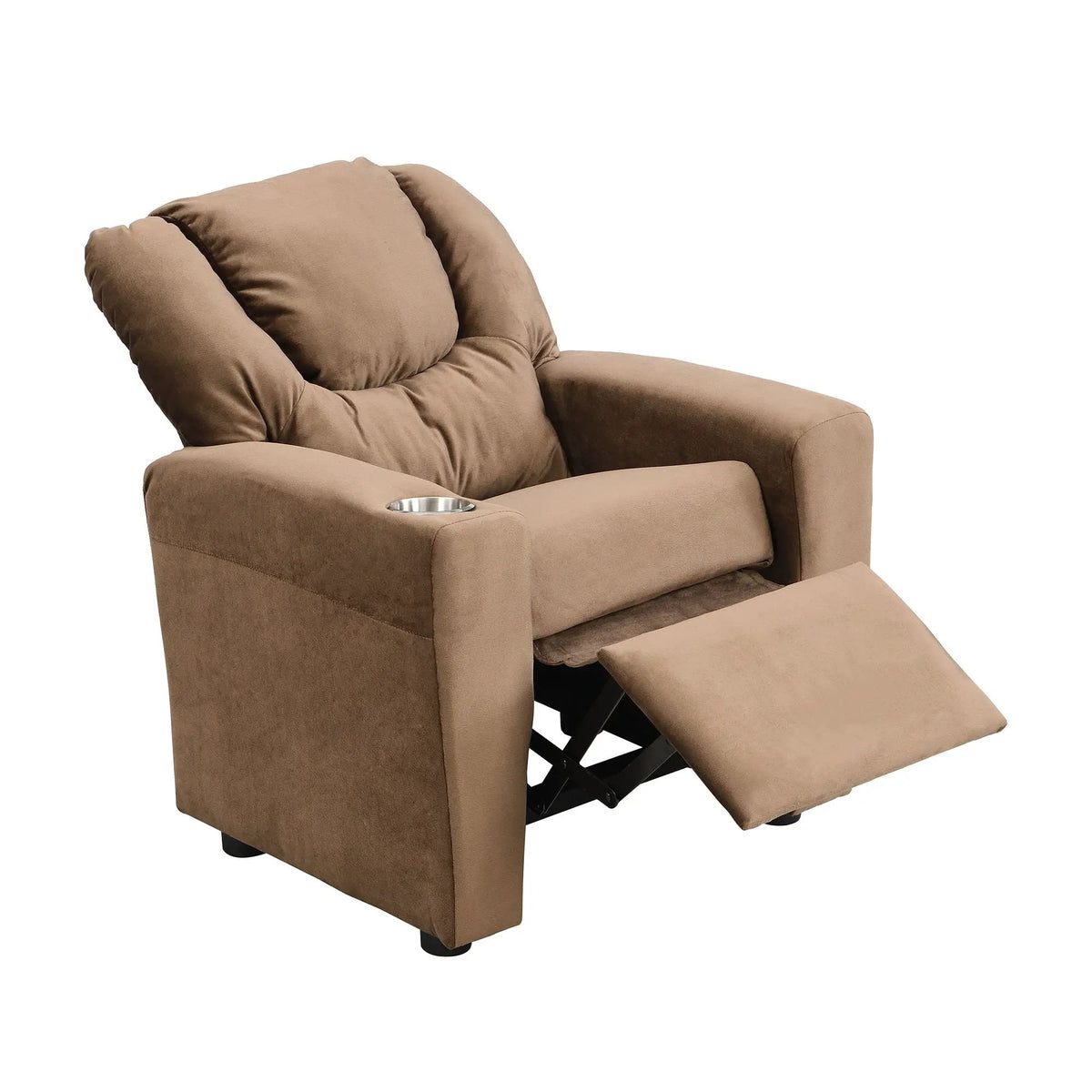 Kids Recliner Chair | Upholstered | Two Cup Holders | Black