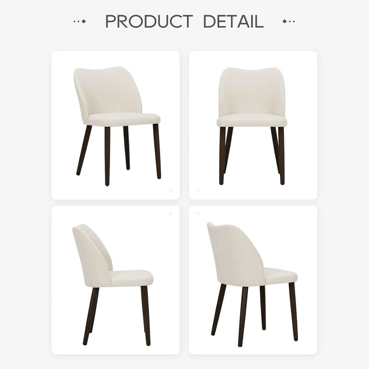 Beige Upholstered Dining Chairs With Wood Legs Set Of 6 from PriceLows™