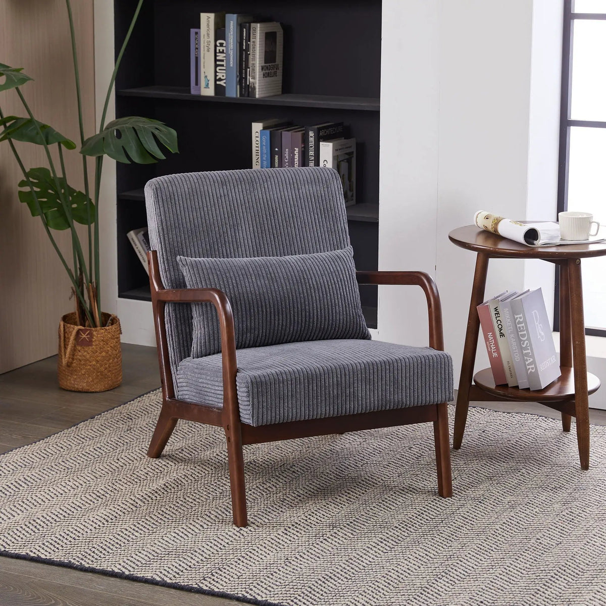 Accent Chair With Pillow | Solid Rubberwood Frame | Ergonomic Support | Versatile Design