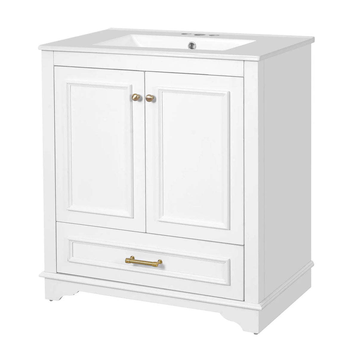 30 Inch Bathroom Vanity | Poplar Wood Frame | 2 Soft Closing Doors | Adjustable Shelf