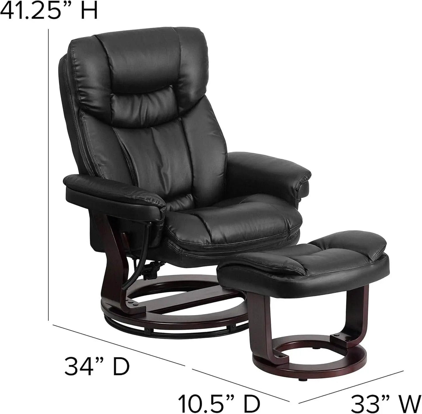Leathersoft Upholstered Recliner With Ottoman Black from PriceLows™